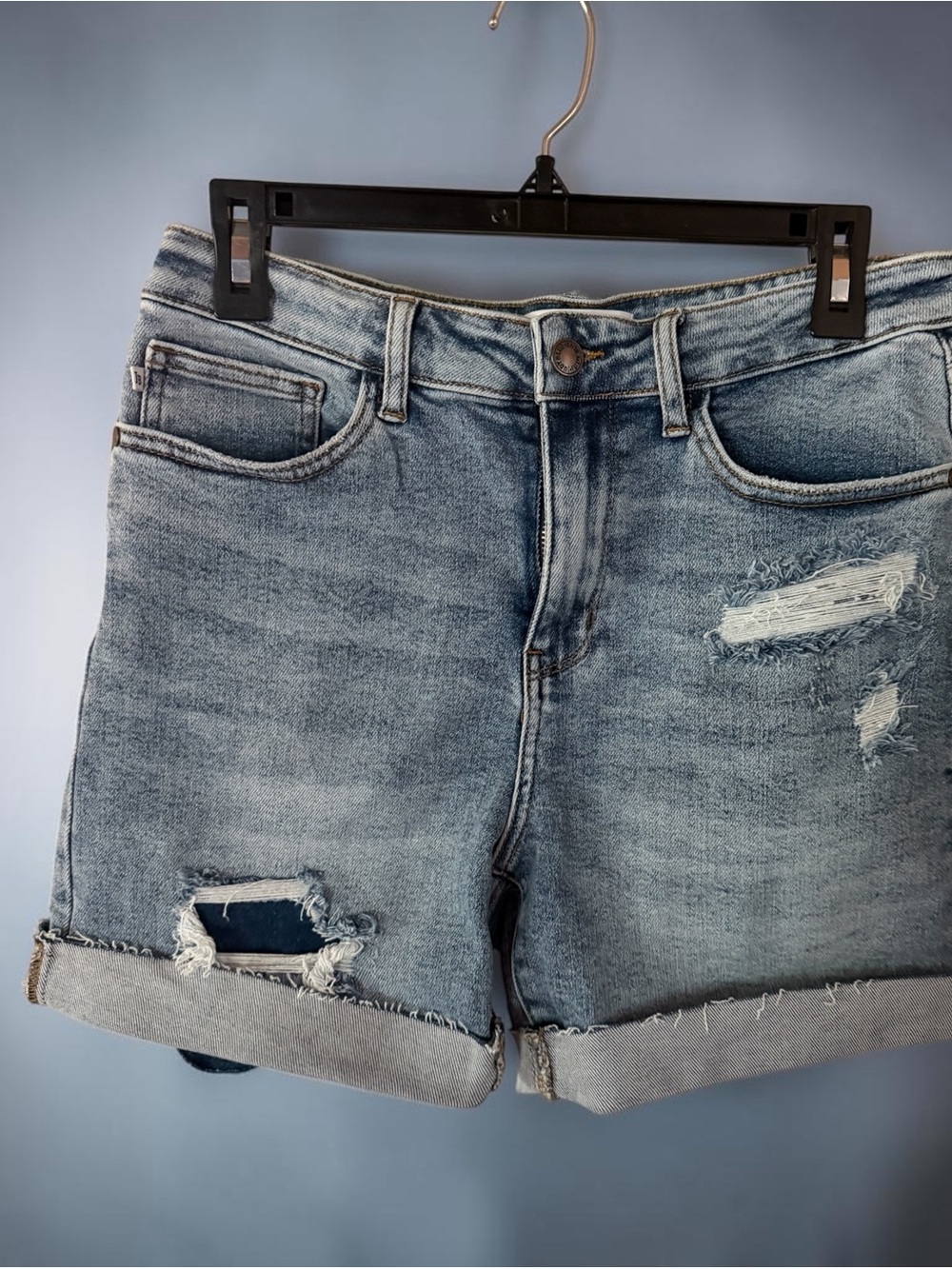 Judy Blue Light Denim Shorts with Contrast Stitching